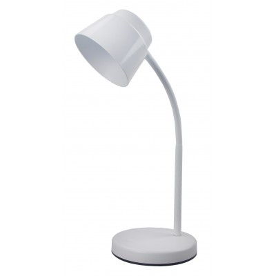 BABAG Stolní lampa, nastav. směr svícení, husí krk, těleso kov a plast, povrch bílá, difuzor plast opál, LED 5W, neutrální 4000K, 470lm, 230V, IP20, tř.1, rozměry h=350mm.