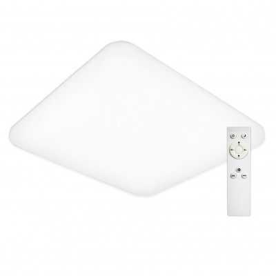 CARREY SQ 80W CCT Stropní svítidlo, základna kov, bílá, difuzor plast opál, LED 80W, 100W, dálkovým ovladačem stmívatelné, CCT nast teplota teplá 3000K, - denní 6400K, Ra80, 230V, IP20, rozměry dle typu