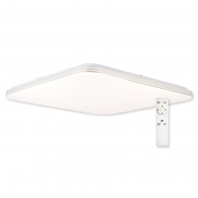 CARREY SQ RC 51W CCT Stropní svítidlo, základna kov, bílá, difuzor plast opál, LED 60W, 6000lm, dálkovým ovladačem stmívatelné, CCT nast teplota teplá 3000K, - denní 6500K, Ra80, 230V, IP20, rozměry 540x540x65mm