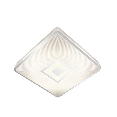 OVATA SQ 24W, CCT Stropní svítidlo, těleso kov, povrch chrom, dif plast opál se třpy. efektem, LED 24W, CCT nastav teplota teplá 3000K-denní 6500K, 2500lm, dálk ovl. stmív., 230V, IP20, rozměry 375x375x65mm.