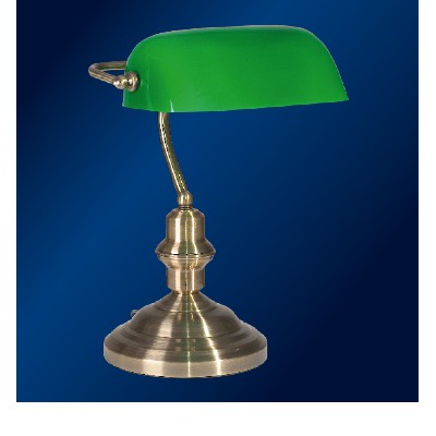 LISAR Stolní lampa, těleso kov, povrch patina, stínítko sklo zelená, pro žárovku 1x60W, E27, 230V, IP20, tř.1, rozměry l=300mm, h=400mm.