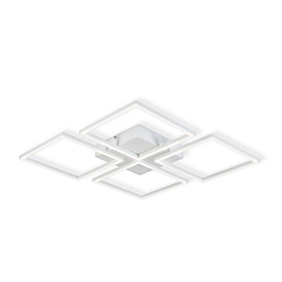 MIROSA 65W, CCT Stropní svítidlo, těleso kov, povrch bílá, dif plast opál, LED 65W, CCT nastav teplota teplá 3000K-denní 6500K, 6500lm, dálk ovl. stmív., 230V, IP20, rozměry 580x580x55mm.