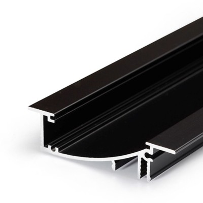 WAKE PROFIL 53x13,5mm Vestavný zápustný profil, materiál hliník, povrch černý, maximální šířka LED pásků w=8mm, boční úchyt LED pásků, rozměry 53x13,5mm, l=3000mm, svítí nahoru, nebo dolů