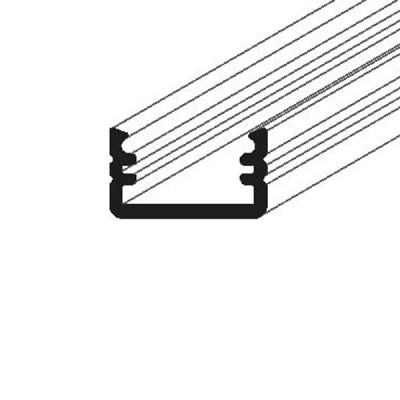 BORAGO PROFIL 12,2x7mm Přisazený profil pro LED pásky, materiál hliník, povrch surový/bílý/elox šedostříbrný mat/černý, max šířka LED pásků 8mm, rozměry 12,2x7mm, délka dle typu