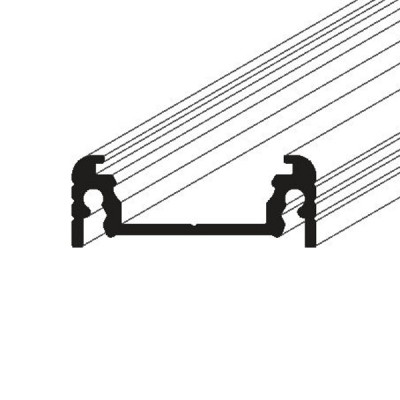 CHENO PROFIL PŘISAZENÝ, 24x9mm Přisazený profil pro LED pásky, materiál hliník, povrch surový/bílý/elox šedostříbrný mat/černý, max šířka LED pásků 14mm, rozměry 24x9mm, délka dle typu