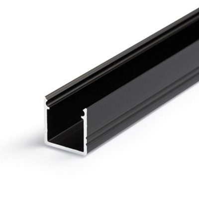 SYTHIA profil Přisazený, profil pro LED pásky, povrch černý, max šířka LED pásků w=10mm, rozměry 12x12mm, l=4000mm