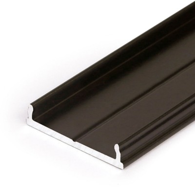 SOPHI profil VELKÝ Přisazený profil pro LED pásky, materiál hliník černý, max šířka LED pásků w=16mm, rozměry 20,5x3,8mm, l=4000mm, montáž pomocí šroubů nebo adhezních pásků