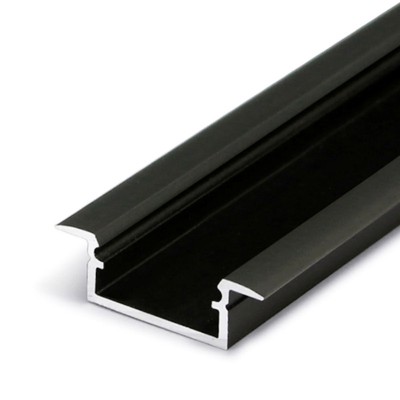 FILAGO PROFIL 21,3x6,6mm Vestavný, zápustný profil pro LED pásky, materiál hliník, povrch černý, max šířka LED pásků w=12mm, rozměry 6,6x21,3mm, l=3000mm