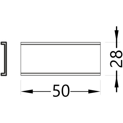 FICARIA spojka VESTAVNÝ profil PŘÍMÁ Spojovací komponent profilu, montážní přímá, 180°, materiál hliník, povrch surový, rozměry 50x28mm