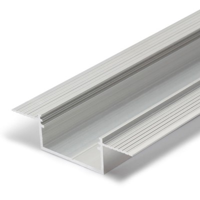 NUPHAR profil 63 FLAT FRAMELESS Vestavný, zápustný bezrámečkový profil pro LED pásky do sádrokartonu, materiál hliník, povrch elox šedostříbrný mat, max šířka LED pásků w=30mm, rozměry 63,4x15,9mm, l=4000mm