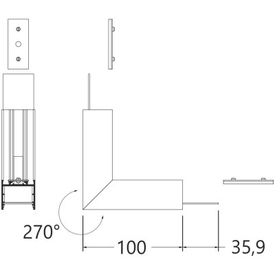 NUPHAR 02 spojka 270 Spojovací komponent profilu, vertikální, 270°, materiál hliník+polykarbonát PC, povrch bílá, rozměry 100x35,9mm