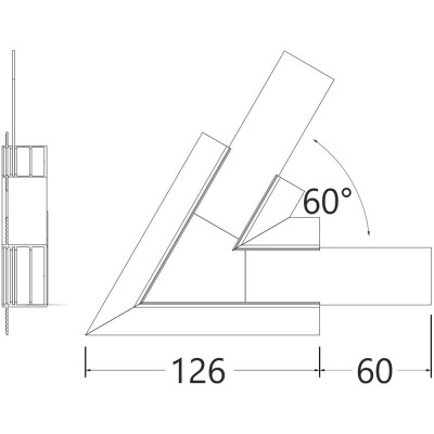 NUPHAR 05 spojka 60 Spojovací komponent profilu, horizontální, 60°, materiál hliník+polykarbonát PC, povrch elox, rozměry 126x60mm