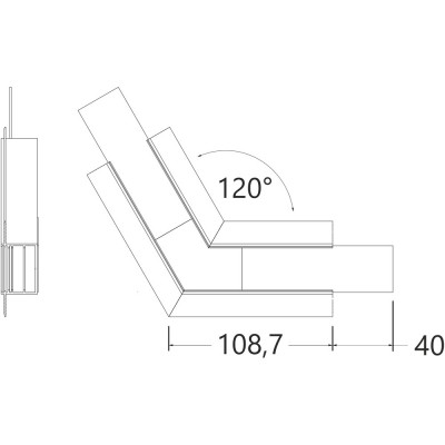NUPHAR 05 spojka 120 Spojovací komponent profilu, horizontální, 120°, materiál hliník+polykarbonát PC, povrch bílá, rozměry 108,7x40mm