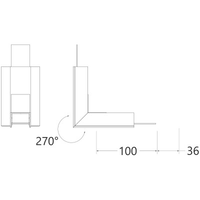 NUPHAR 05 spojka 270 Spojovací komponent profilu, vertikální, 270°, materiál hliník+polykarbonát PC, povrch elox, rozměry 100x36mm