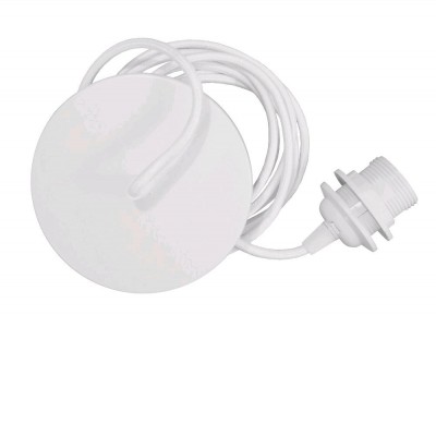 LYNN 15W E27 Závěsný kabel s objímkou, základna plast, povrch bílá, pro žárovku 1x15W, E27, d=140mm, vč. kabelu s textilním úpletem l=2100mm, lze zkrátit, stínítko SAMOSTATNĚ