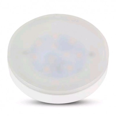 LED žárovka GX53 VÝPRODEJ Světelný zdroj žárovka, základna plast bílá, difuzor plast opál, LED 7W, GX53, neutrální 4000K, 550lm, Ra80, 230V, stř život 15.000h, 15.000x zap/vyp, d=75mm h=27mm