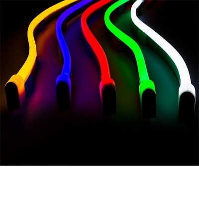 LED NEON 8W/m IP65 flexibilní LED neon flexibilní, těleso silikon, povrch bílá, 8W/m, teplá 3000K, neutrální 4000K, denní 6400K, modrá, červená, zelená, žlutá růžová, fialová, 24V, IP65, rozměry w=9mm, h=16mm, l=10m, cena za 1m