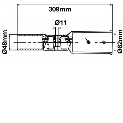 Adaptér pro veřejné osvětlení 62mm/48mm VÝPRODEJ Adaptér, redukce pro instalaci svítidla veřejného osvětlení na stožár, nebo výložník, nastavitelný sklon, materiál hliník, povrch šedá tmavá, přechod d=60mm na d=48mm, l=344mm