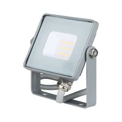 10W slim Světlomet, venkovní reflektor, těleso hliník, povrch šedá, krycí sklo čiré, LED 10W, 800lm, teplá 3000K, Ra80, 230V, IP65, IK05, rozměry 115x108x26mm