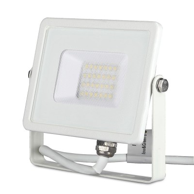 20W slim Světlomet, venkovní reflektor, těleso hliník, povrch bílá, krycí sklo čiré, LED 20W, 1600lm, neutrální 4000K, Ra80, 230V, IP65, IK05, rozměry 153x132x27mm