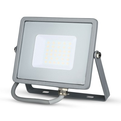 30W slim Světlomet, venkovní reflektor, těleso hliník, povrch šedá, krycí sklo čiré, LED 30W, 2400lm, neutrální 4000K, Ra80, 230V, IP65, IK05, rozměry 178x28x152mm