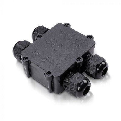 CA-BOX B 4x IP68 Zemní, rozbočovací, kabelová krabice, materiál plast černá, pro 4 kabely d=8-12mm, vodiče 4x0,5-4mm2, 230V, IP68, rozměry 112.6x93.3x35.3mm