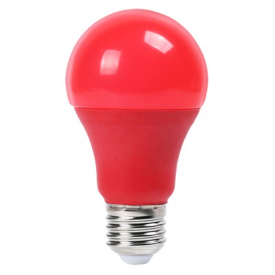 LED E27 9W D=60MM A60 BAREVNÉ LED žárovka, těleso kov šedostříbrná, kryt plast červená, žlutá, zelená, modrá, LED 9W, E27, A60, 230V, tř.1, rozměry d=60mm, h=112mm