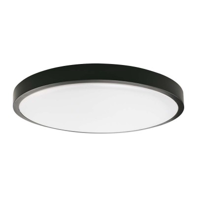 AJA R, LED 24W, IP44 VÝPRODEJ Stropní svítidlo, těleso plast opál, povrch černá, difuzor plast opál LED 24W, 2040lm, teplá 3000K, 230V, do koupelny IP44, rozměry d=295mm, h=55mm