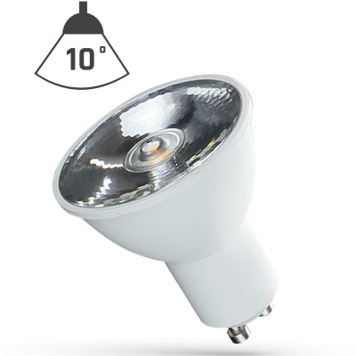 LED GU10 230V 6W 10° Světelný zdroj LED žárovka bodová, těleso plast bílá, LED 6W, neutrální 4000K, 430lm, GU10, ES50, vyzař. úhel 10°, Ra80, 230V, d=50mm, l=54mm