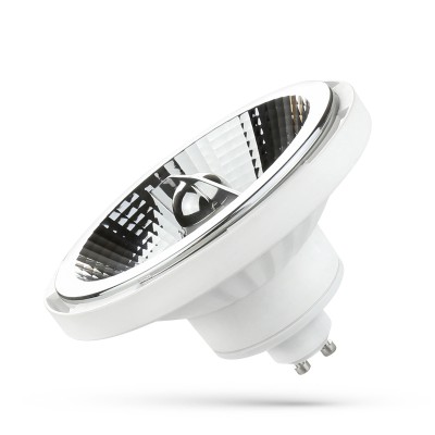 LED SMD 12W, GU10 ES111, 45° Světelný zdroj bodová žárovka LED 12W, 1050lm,  GU10 ES111, teplá 3000K, vyzař. úhel 45°, Ra80, 230V, těleso bílá, d=111mm, l=74mm, stř. životnost 17000h