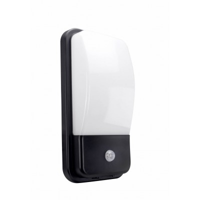 DENISKO 20W PIR IP54 Nástěnné venkovní svítidlo, PIR senzor pohybu, doba sepnutí 10s-3min, těleso plast, povrch černá, difuzor plast opál, LED 20W, 2600lm, neutrální 4000K, 230V, IP54, tř.2, rozměry 300x150x86mm.
