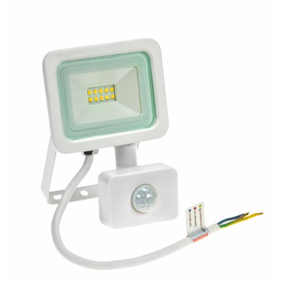 FRATER 10W, IP44, PIR LED reflektor se senzorem pohybu PIR, dosah 2-10m, čas 10s-7min, nastav. směr svícení, hliník, povrch bílá, krycí sklo čiré, LED 10W, 850lm, neutrální 4000K, Ra80, 230V, IP44,  tř.1, 106x104x25mm.