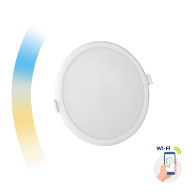 ZARE RO smart Stropní vestavné svítidlo, hliník, bílá, difuzor plast opál, LED 12W, 1150lm, ovl smart telefon Tuya, WiFi, stmív, nast teplota CCT teplá 3000K - denní 6500K, 230V, IP20, rozměry d=162mm, h=38mm