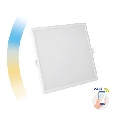 ZARE SQ smart, 6W Stropní, podhledové svítidlo, hliník, bílá, difuzor plast opál, LED 6W, 520lm, ovl smart telefon Tuya, WiFi, stmív, nast teplota CCT teplá 3000K - denní 6500K, 230V, IP20, rozměry 105x105x38mm