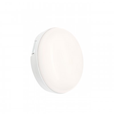 FULO R 8W, IP54, IK10 Stropní, nebo nástěnné venkovní svítidlo, materiál plast bílá, difuzor plast opál, LED 8W, 940lm, neutrální 4000K, 230V, IP54, IK10, tř.2, rozměry d=140mm, h=48mm.