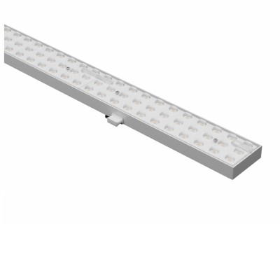 FRAGOR II 75W Stropní nebo závěsné stavebnicové průmyslové svítidlo, těleso hliník, krycí plast čirý, LED 75W, 12750lm, neutrální 4000K, 230V, vyzař. Úhel 90°/30°, IP40, Ra80, tř.1, rozměry 1438x65x40mm.