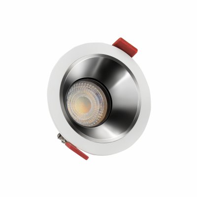 BIAME BI 1x10W GU10 Stropní podhledové bodové svítidlo, těleso hliník,  rámeček bílá, reflektor stříbrná, pro žárovku 1x10W, GU10, 250V, IP20, tř.2, rozměry d=85mm, h= 50mm.