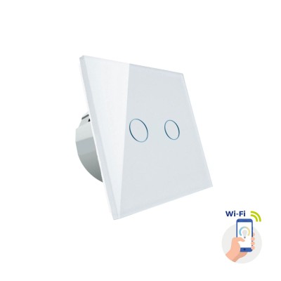RF 2Z SW WiFi Tuya VÝPRODEJ Tuya WiFi bezdrátový dvouzónový nástěnný ovladač zap/vyp 2x1000W, napájení 230V, IP20, rozměry 86x86x36mm