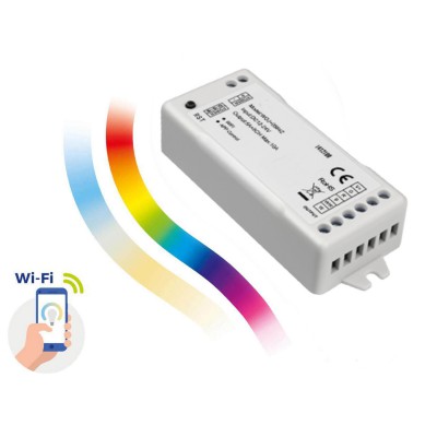 LED RGBW-CCT 5CH 5x2A, 12V/120W, 24V/240W Kontroler pro ovládání LED pásků, ovládání telefonem smart systém Tuya, Wifi, RGBW+CCT 5CH, nastavení teploty světla, stmívání, zap/vyp, 5x2A, 12V/120W, 24V/240W, IP20, rozměry 85x39x22mm