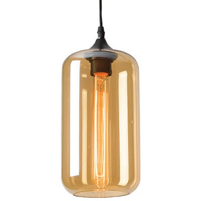 TIRATEL 1X40W E27 Závěsné svítidlo, základna kov, povrch lak černá mat, difuzor sklo oranžová lesk, pro žárovku 3x40W, E27, 230V, IP20, tř.1. roměry d=130mm, h=250mm, včetně závěsu l=1000, lze zkrátit