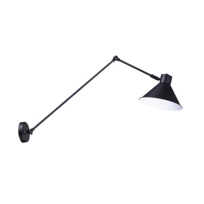 ONGOLE Nástěnná lampa s nastavitelným ramenem, těleso hliník, povrch černá nebo bílá, pro žárovku 1x25W E14, 230V, IP20, tř.2, rozměry l=1000mm h=600mm.