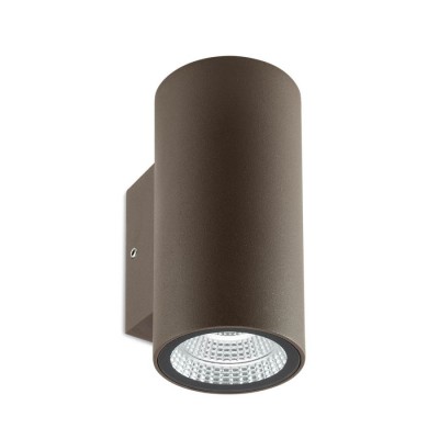 TUBU DU, LED 2x3W, IP65 Nástěnné venkovní svítidlo, těleso kov, povrch hnědá, kryt sklo, LED 2x3W, 660lm, teplá 3000K, Ra82, 230V, IP65, tř.1 rozměry d=58,5mm, h=128mm, svítí nahoru/dolů.