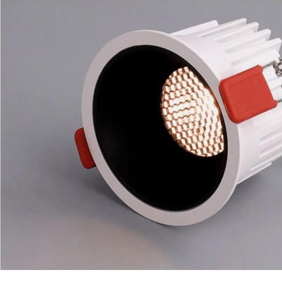 HC03, LED 15W, CCT, TUYA Podhledové svítidlo, hliník, rámeček bílá, komínek černá, LED 15W, 1800lm, TUYA Zigbee, stmívatelné, nast teplota CCT teplá 3000K - denní 6000K, Honeycomb UGR<19, Ra80, 230V, IP20, d=105mm, h=77mm