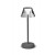 HEUSEN TL 1,8W IP54 Stolní venkovní lampa, těleso kov, šedá, difuzor plast opál, stínítko sklo kouřové, LED 1,8W, 150lm, teplá 3000K, dotyk stmív, nabíjení USB-C, výdrž cca 14 hodiny, IP54, rozměry d=125mm, h=345mm.