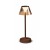 HEUSEN TL 1,8W IP54 Stolní venkovní lampa, těleso kov, kávová, difuzor plast opál, stínítko sklo jantarové, LED 1,8W, 150lm, teplá 3000K, dotyk stmív, nabíjení USB-C, výdrž cca 14 hodiny, IP54, rozměry d=125mm, h=345mm.