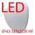 Nástěnné svítidlo, senzor HF, záběr 150°, dosah 8m, čas 10s-10min, základna kov bílá, límec kov bílá/nerez lesk/nerez broušená, difuzor sklo opál, LED 15W, teplá 3000K/neutrální 4000K, 230V, zvýš krytí IP43, tř.1, 350x190x150mm
