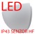 Nástěnné svítidlo, senzor HF, záběr 150°, dosah 8m, čas 10s-10min, základna kov bílá, límec kov bílá/nerez lesk/nerez broušená, difuzor sklo opál, LED 15W, teplá 3000K/neutrální 4000K, 230V, zvýš krytí IP43, tř.1, 350x190x200mm