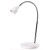 LARIX LED 2,5W VÝPRODEJ Stolní lampa, flexibilní rameno, husí krk, nastav směr svícení, materiál kov/plast, povrch chrom/bílá, LED 2,5W, 170lm, teplá 3000K, 230V, IP20, tř.1, rozměry 410x160mm, podstavec vč vypín