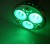 LED E27 G LED žárovka, těleso kov šedostříbrná, 3x LED čip zelená, LED 3,6, E27, 230V, úhel svícení 60°, IP20.