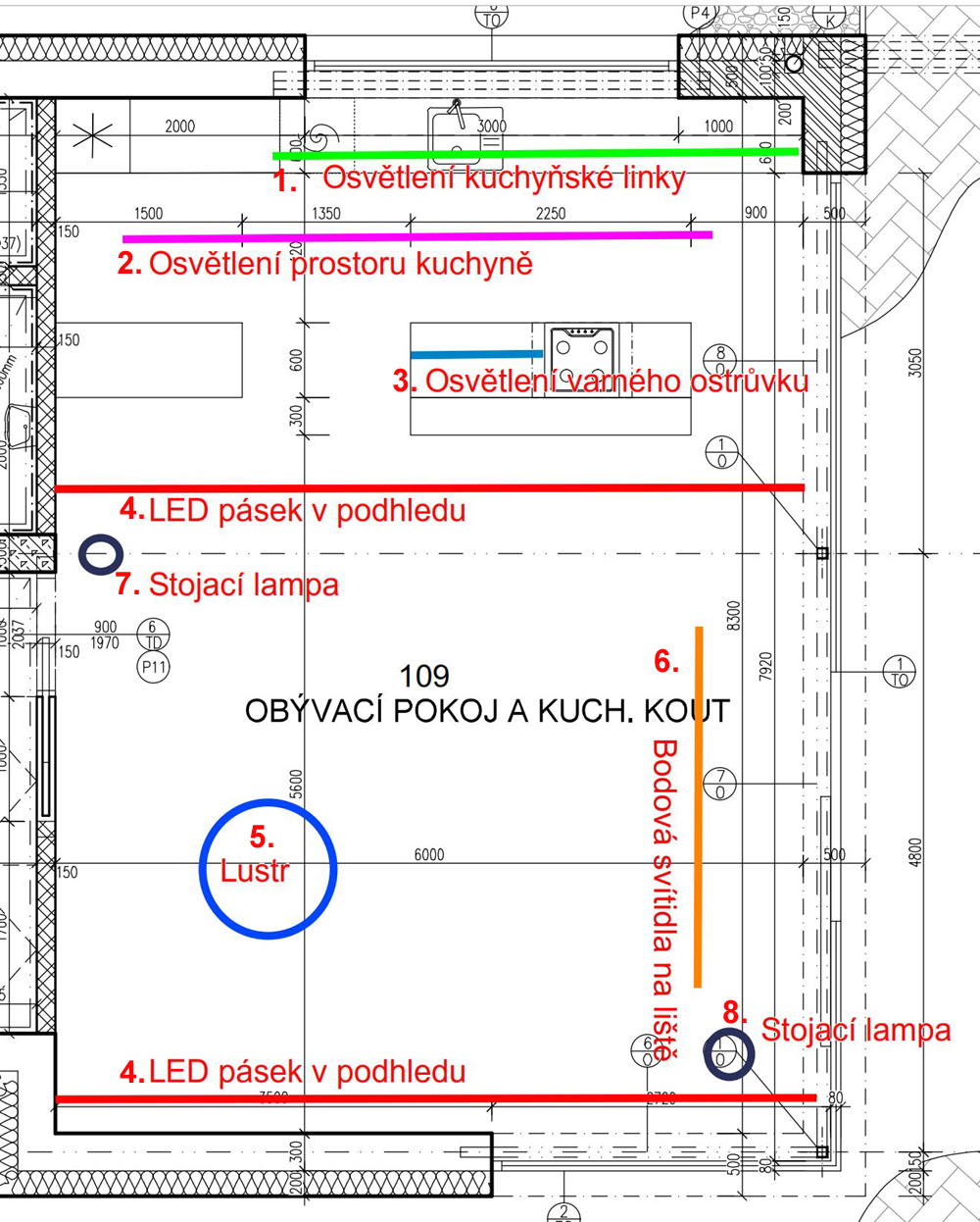 Návrh elektroinstalace osvětlení kuchyně